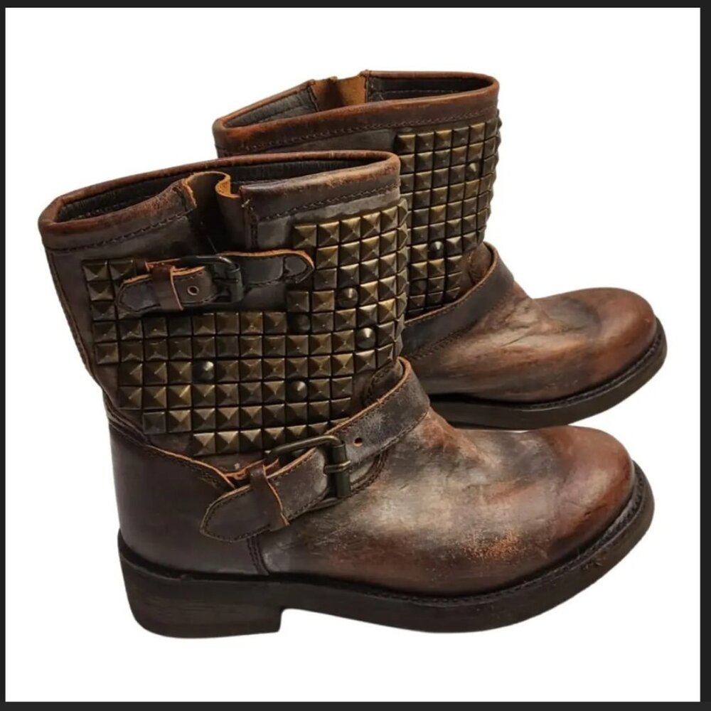 Leather biker boots Ash Brown size 38 EU in Leather